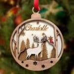 le cerf et l'oiseau décoration de sapin personnalisable